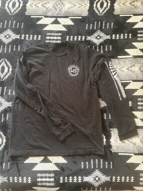 Black Long Sleeve Graphic Tee with White Logo
